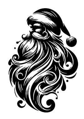 Santa Claus Black and White Illustration
