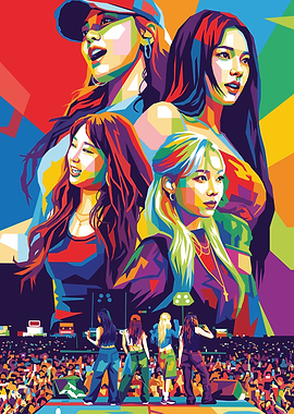 K-Pop Group Colorful Pop Art