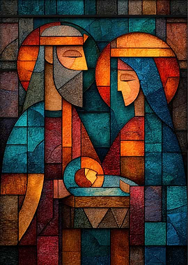 Nativity Scene Abstract Geometric Art