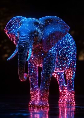 Glowing Elephant Digital Art