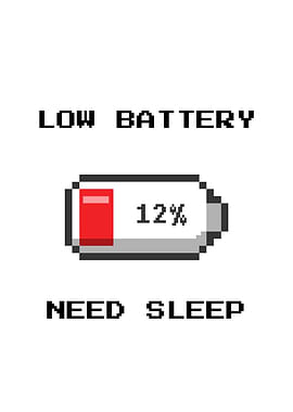 Low Battery Need Sleep Pixel Art