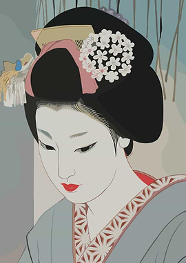 Japanese Geisha Portrait Illustration