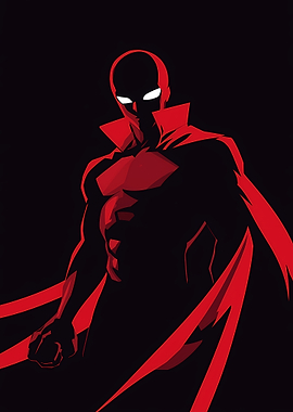 Red and Black Superhero Silhouette