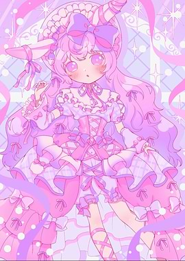 Pastel Kawaii Girl with Bunny Ears