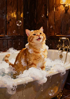 Cat in a Bubble Bath