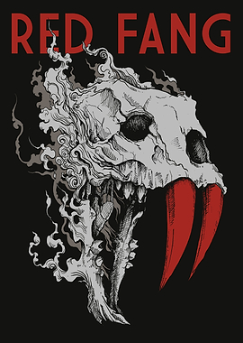 Red Fang Skull Illustration
