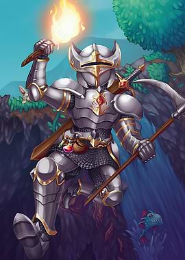 Fantasy Knight with Torch and Scythe