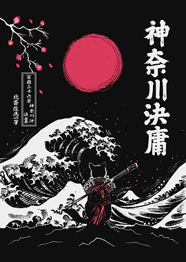 Cat Japanese Wave off Kanagawa