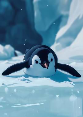 Cute Penguin on Ice
