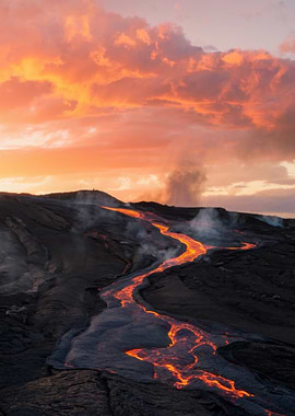 Lava River at Sunset