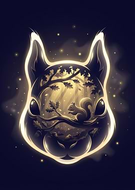 Squirrel Silhouette Forest Scene
