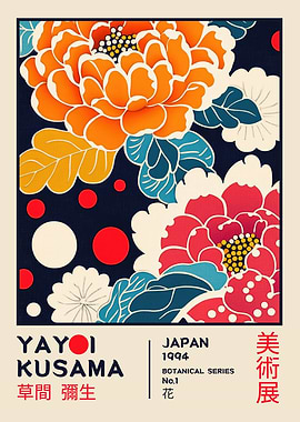 Yayoi Kusama Floral Retro Exhibition Poster