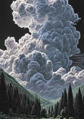 Dramatic Clouds Over Forest Landscape