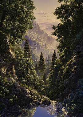 Lush Forest Valley Landscape