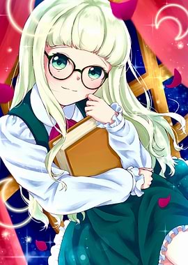 Anime Girl with Book and Glasses
