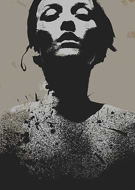 Abstract Portrait with Splatter Effect