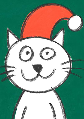 Christmas Cat with Santa Hat