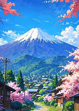 Mount Fuji and Cherry Blossoms