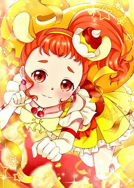 Anime Girl with Red Hair and Cherries