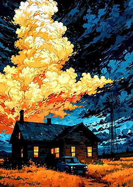 Rural House with Explosion