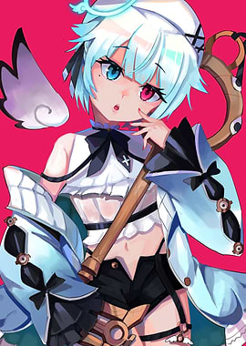 Anime Girl with Heterochromia and Staff