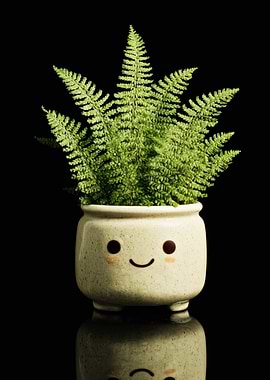 Smiling Plant Pot with Fern