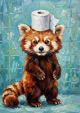 Red Panda with Toilet Paper