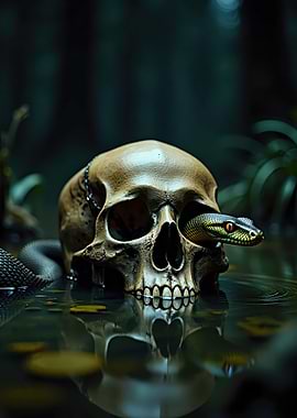 Snake In Human Skull