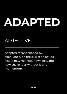 Adapted – Minimalist Black & White Motivational Definition Wall Art