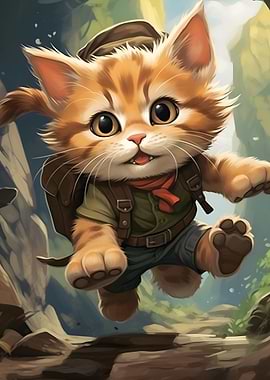 Adventurous Kitten Cartoon Character
