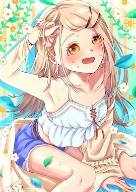 Anime Girl in Floral Setting