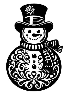 Ornate Black and White Snowman