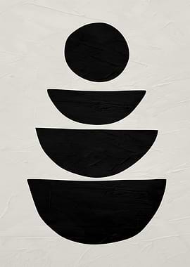 Abstract Black Shapes on Beige Background