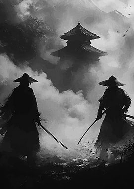 Samurai Duel Misty Landscape