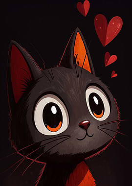Cute Cat with Hearts