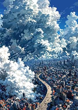 Cityscape under a Cloudy Sky