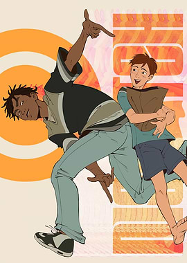 Two Friends in Dynamic Poses