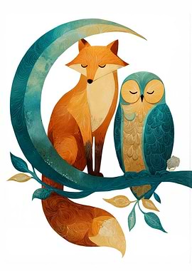 Fox and Owl On A Branch