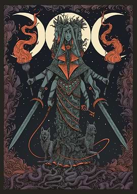 Hekate, Goddess of magic. Colour version.