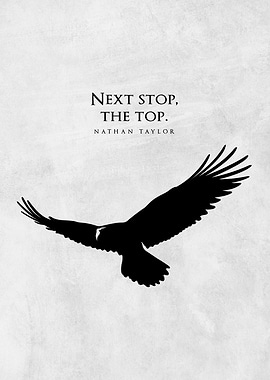 Minimalist Eagle Flying Poster – Inspirational “Next Stop: The Top” Quote
