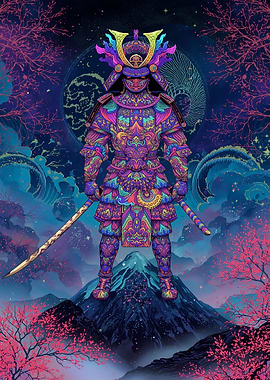 Psychedelic Samurai Warrior Art