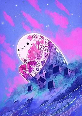 Dreamy Ghost with Floral and Townscape