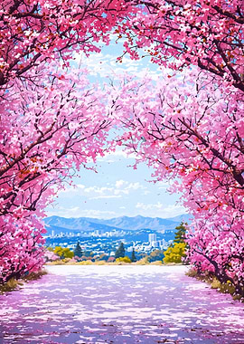 Cherry Blossom Path to City View