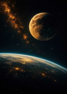 Earth and Moon in Space