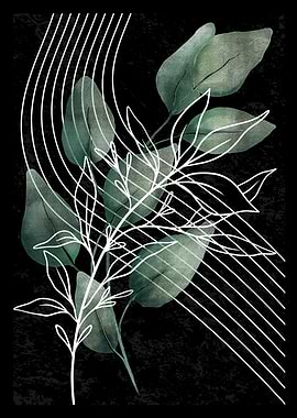 Botanical Art with White Lines