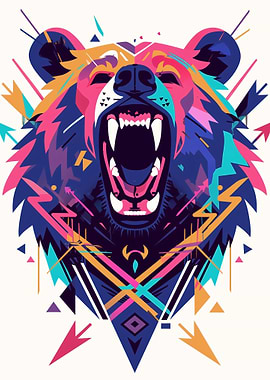 Colorful Geometric Bear Illustration