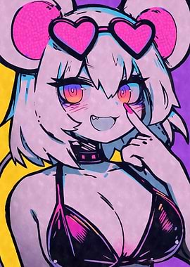 Mouse Girl with Heart Sunglasses