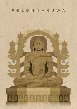 Polonnaruwa Buddha Statue Illustration - Sri Lanka Travel Poster