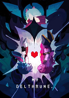 Deltarune fan art with Ralsei and Susie