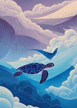 Sea Turtle and Mantra Ray